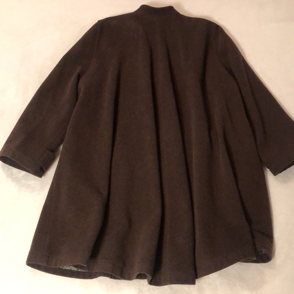 Les Copains double-breasted trapeze coat w mandarin collar in brown wool blend - Picture 8 of 16